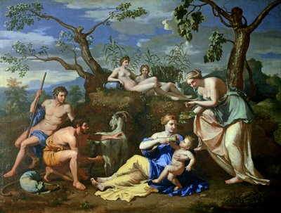 La Alimentación del Niño Júpiter, c.1640 de Nicolas Poussin